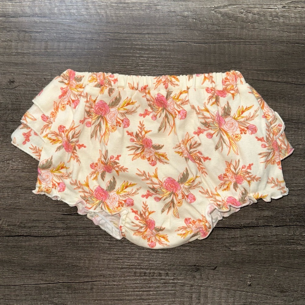 MILKBARN Organic Cotton Floral Ruffle Bloomers‎ Baby Girl 6-12M Diaper Cover